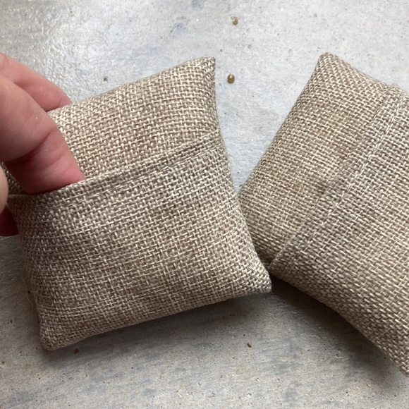 Two natural jute miniature pillows. 3 inch square. - Picture 5 of 5
